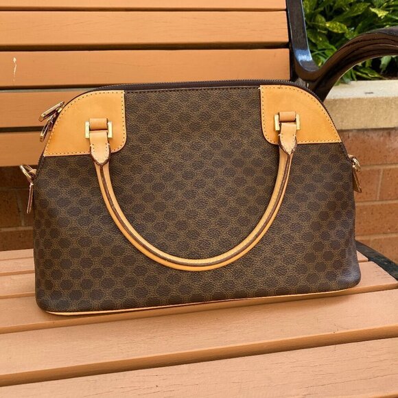 Authentic Celine Brown Honeycomb Monogram Handbag - Picture 1 of 9